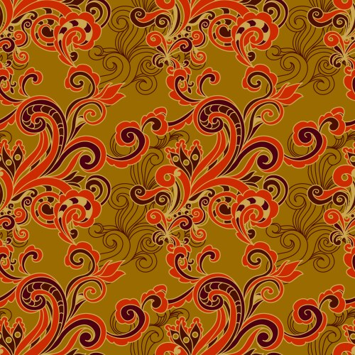 Orange abstract curls seamless pattern Royalty Free Vector