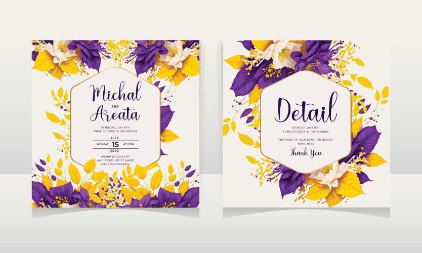 Watercolor Wedding Invitation Card Vector Image