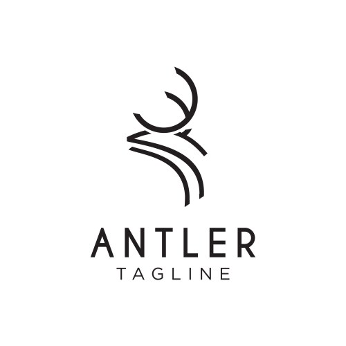 Elegant Antler Deer Logo Vector Image