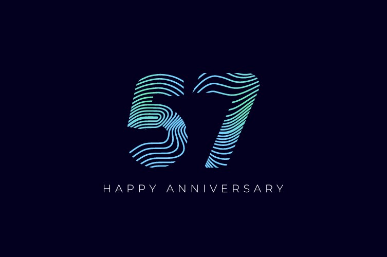 Numeric design with line curve 57th happy vector image