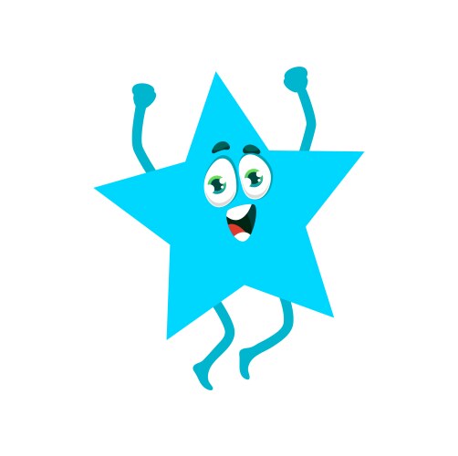 blue star character basic shape cheerful figure vector