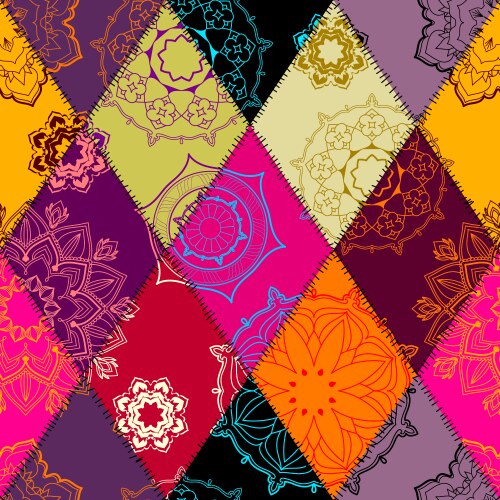Textille patchwork pattern seamless image Vector Image
