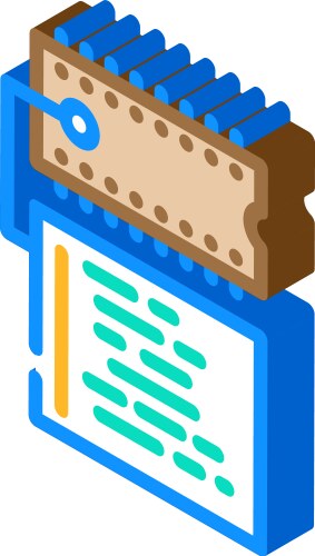 Microcontroller programming electronics isometric vector image