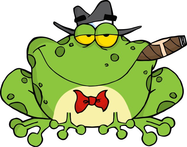 Cartoon Frog Mobster Smoking a Cigar Vector Image