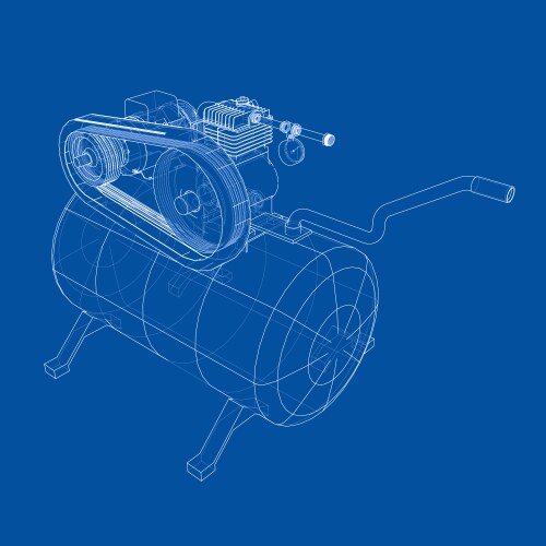 Outline air compressor Royalty Free Vector Image
