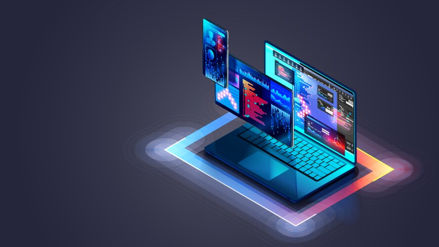 Web development and coding cross platform vector image