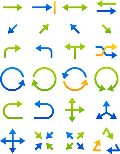 Blue green arrows icons set vector image
