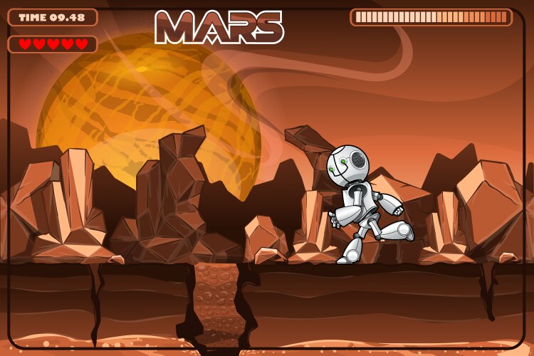 running robot on mars excerpt from the game vector image