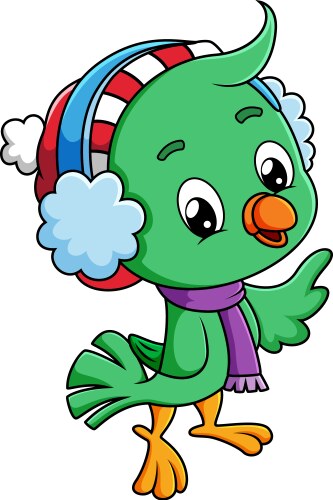 Cute Winter Bird with Hat Vector Image