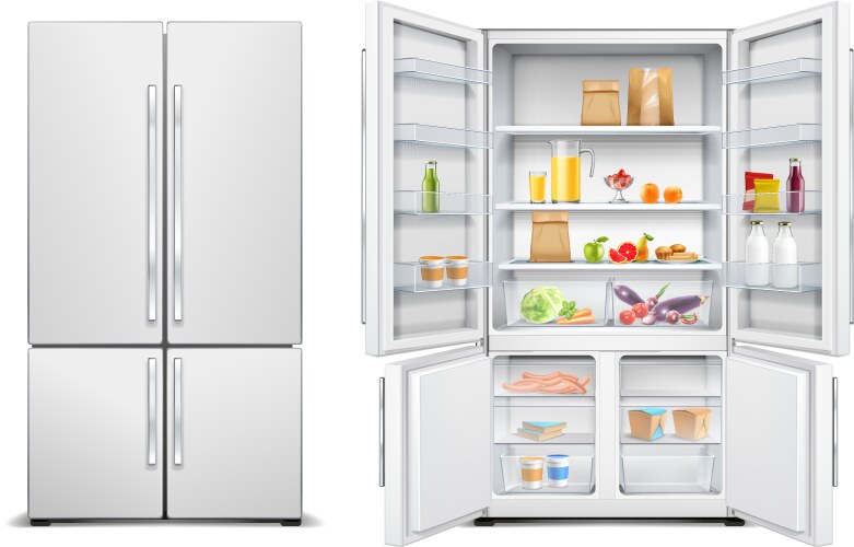 family fridge realistic set vector image