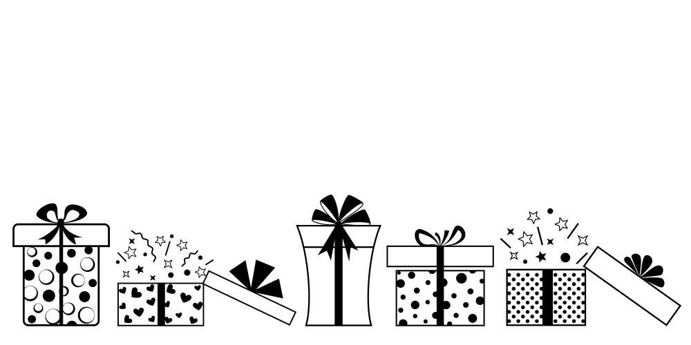 Seamless long banner with hand drawn gift boxes Vector Image