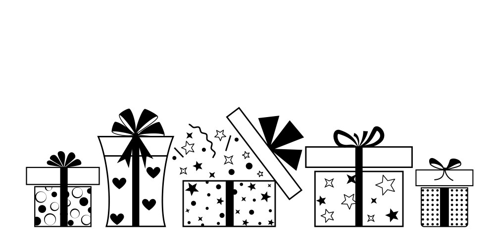 Seamless long banner with hand drawn gift boxes Vector Image