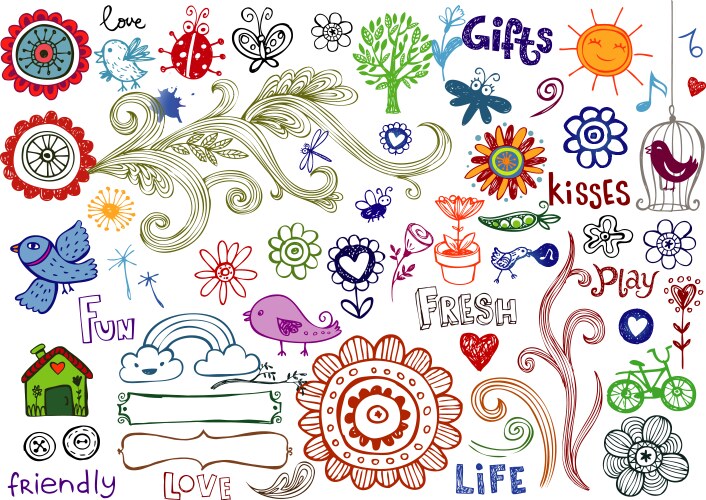 eco doodles vector image