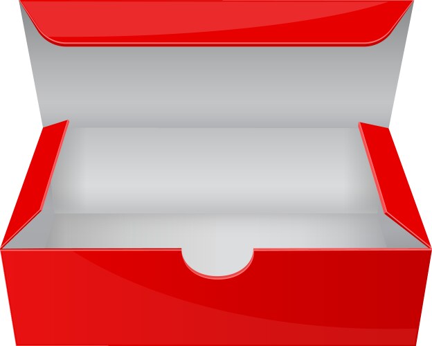 Red paper box open empty packaging vector image