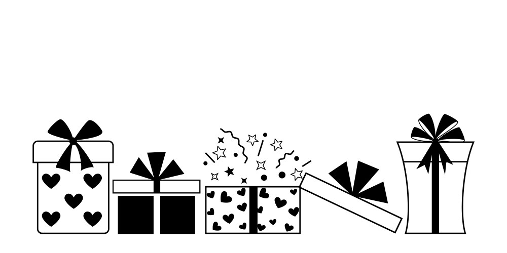 Seamless long banner with hand drawn gift boxes Vector Image