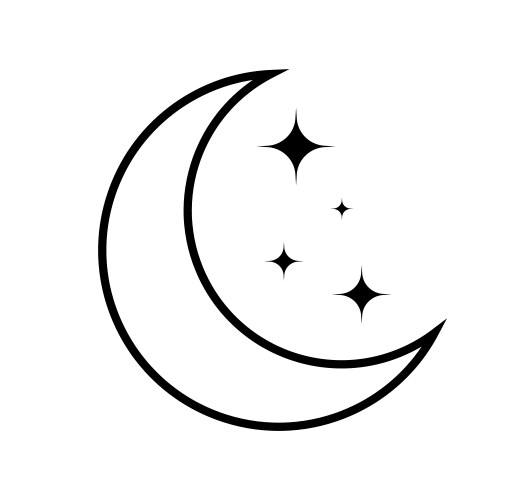 printmoon icon outline moon with star crescent vector