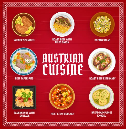Austrian food restaurant menu meals banner Vector Image