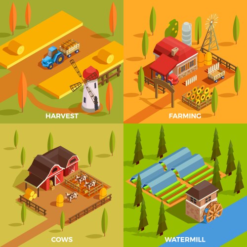 Isometric agricultural concept Royalty Free Vector Image