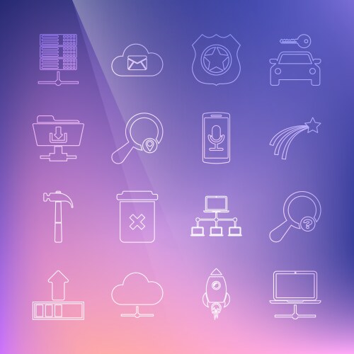 Set line computer network unknown search falling vector image