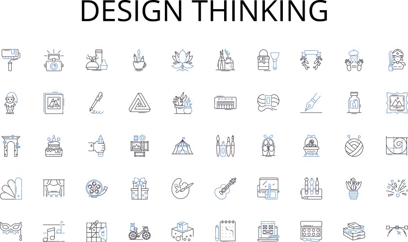Design thinking line icons collection algorithm vector image