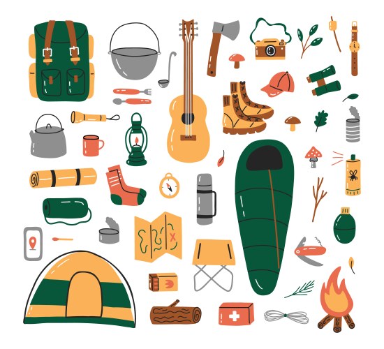 Camping set Royalty Free Vector Image - VectorStock