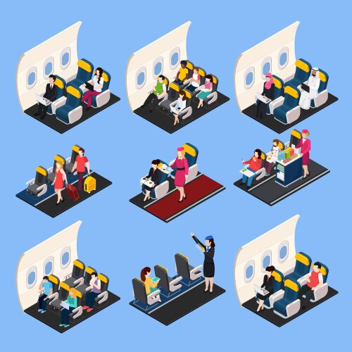 Airplane passengers set Royalty Free Vector Image