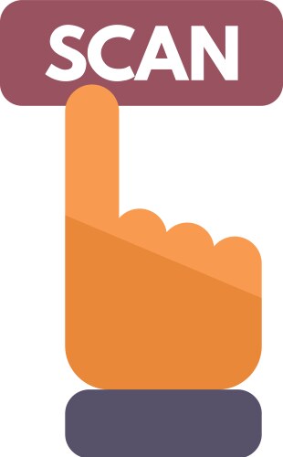 Index finger pressing scan button for accessing vector image