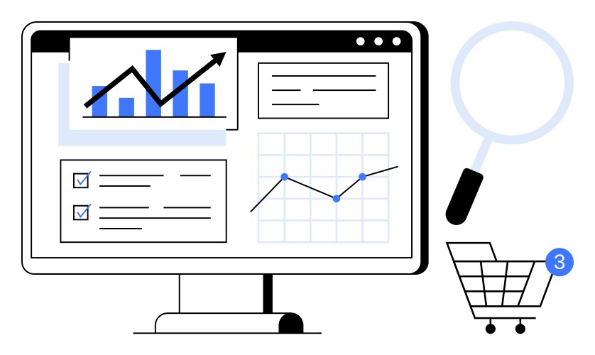 Data analytics dashboard with graphs and charts vector image