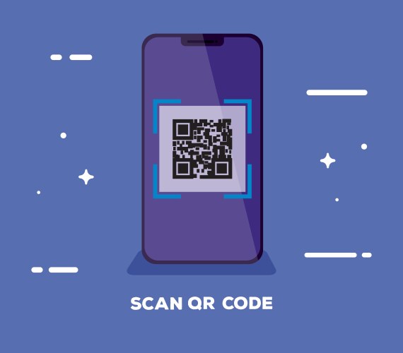 Scan qr code with smartphone device vector image