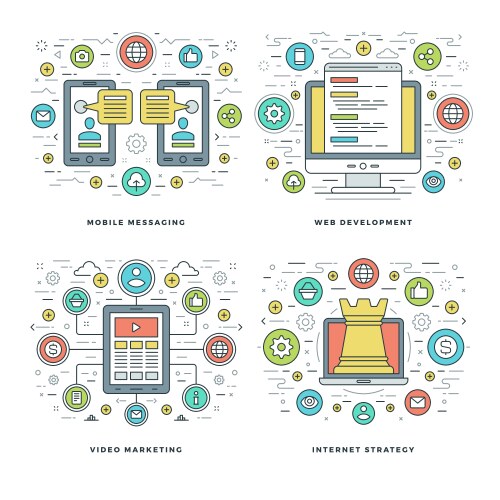 Set flat line banners Royalty Free Vector Image