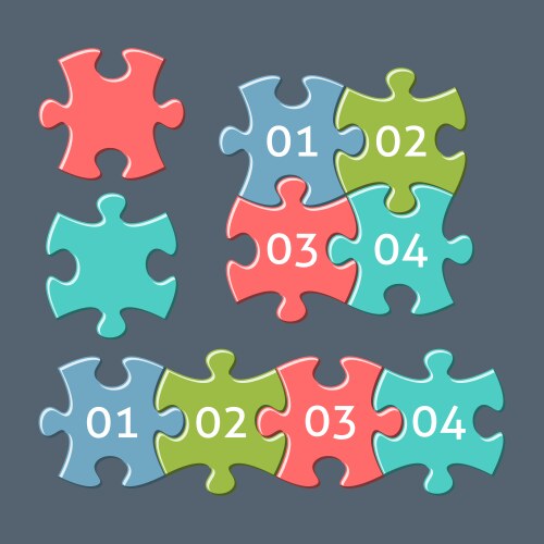 jigsaw puzzle pieces with numbers vector image