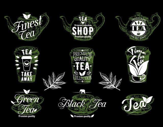 Tea emblem logo badge and label set Vector Image