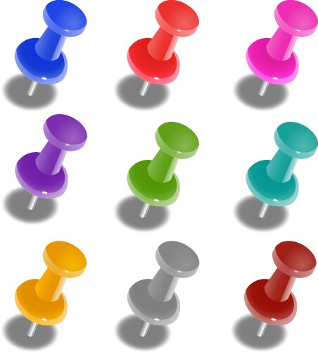 Color pins icon realistic style Royalty Free Vector Image