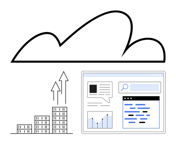 Cloud computing growth concept with data analytics vector image