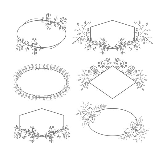 Floral ornament badge frames ornamental flowers Vector Image
