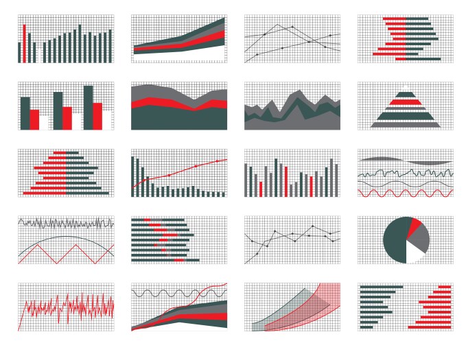Set of graphs and charts data statistic vektorbild