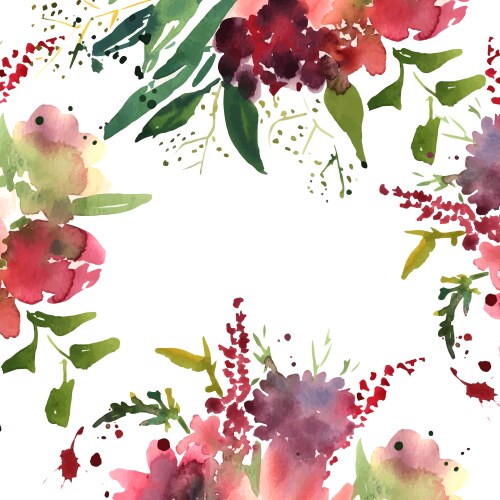 Watercolor Floral Frame Vector Image