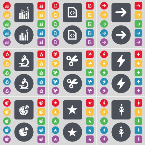 Graph file arrow right microscope scissors flash vector image