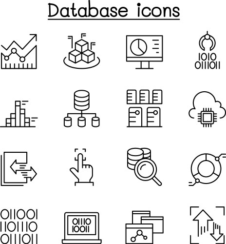 Data Mining & Database Icons vector image
