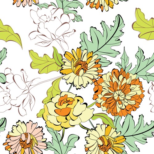 Vintage Floral Background Seamless Pattern Vector Image