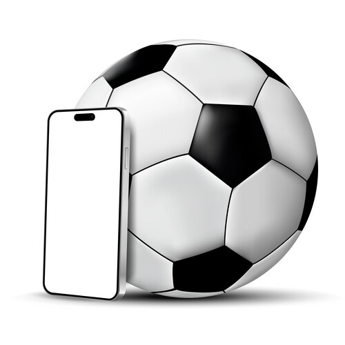 Smartphone with blank empty screen and soccer ball Vector Image