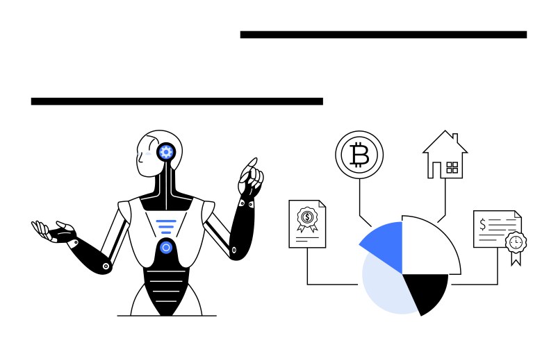 Ai robot explaining technology concepts with data vector image
