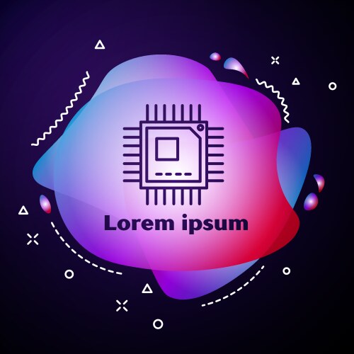 Purple line computer processor with microcircuits vector image