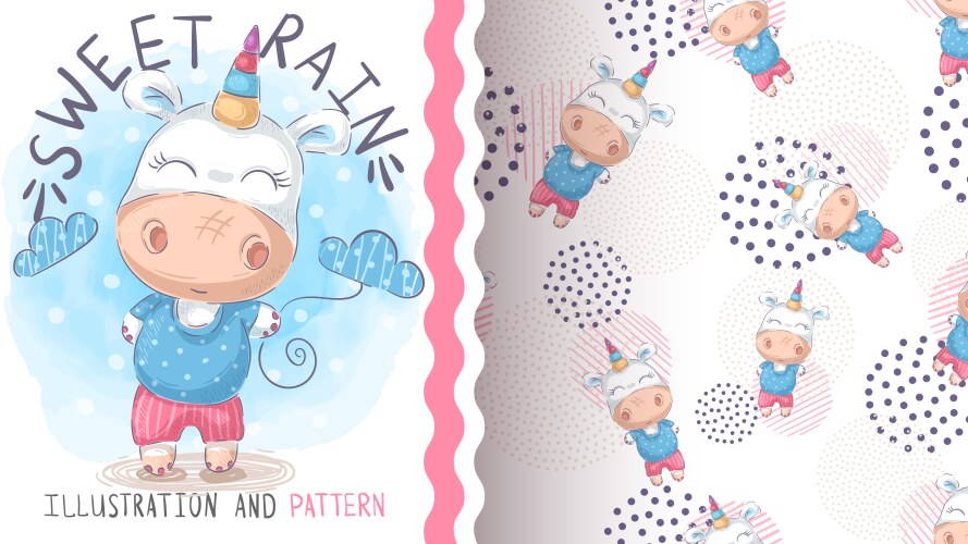 Cute magic unicorn - seamless pattern Royalty Free Vector