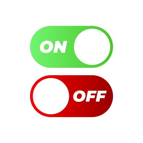 Flat icon on and off toggle switch button format vector image