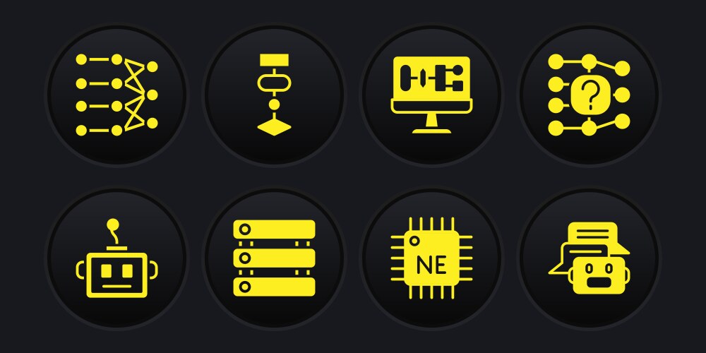 Set artificial intelligence robot neural network vector image