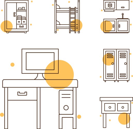 Isolated home block and line style icon set vector image