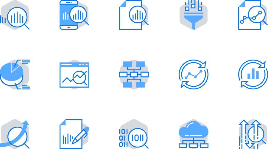 Data economy icon set Royalty Free Vector Image