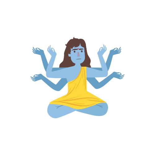 Kali Goddess - Blue Skin, Many Arms Vector Image