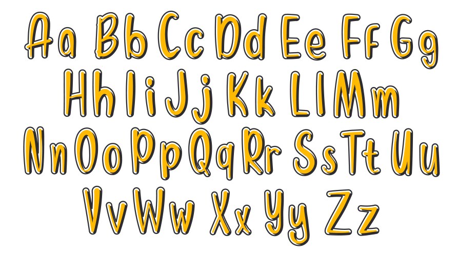 set hand drawn alphabet font simple doodle vector image